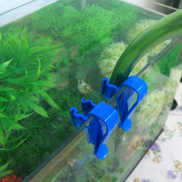 Fish Tank Aquarium Fixed Clamp Clip Blue Adjustable Plastic Change Water Tool